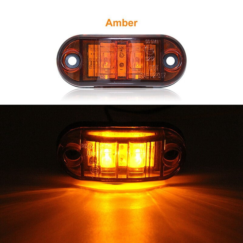 4X 2.5" Oval Clearance Amber LED Lamp 2 Diode Trailer Truck Side Marker Light 