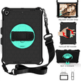 thumbnail image 1 of For 2019 iPad Air 10.5, iPad Pro 10.5" Case, Case with Screen Protector, Swivel Stand, Hand Strap & Shoulder Strap Pen Holder for Everyday Use - Blue+Green, 1 of 4