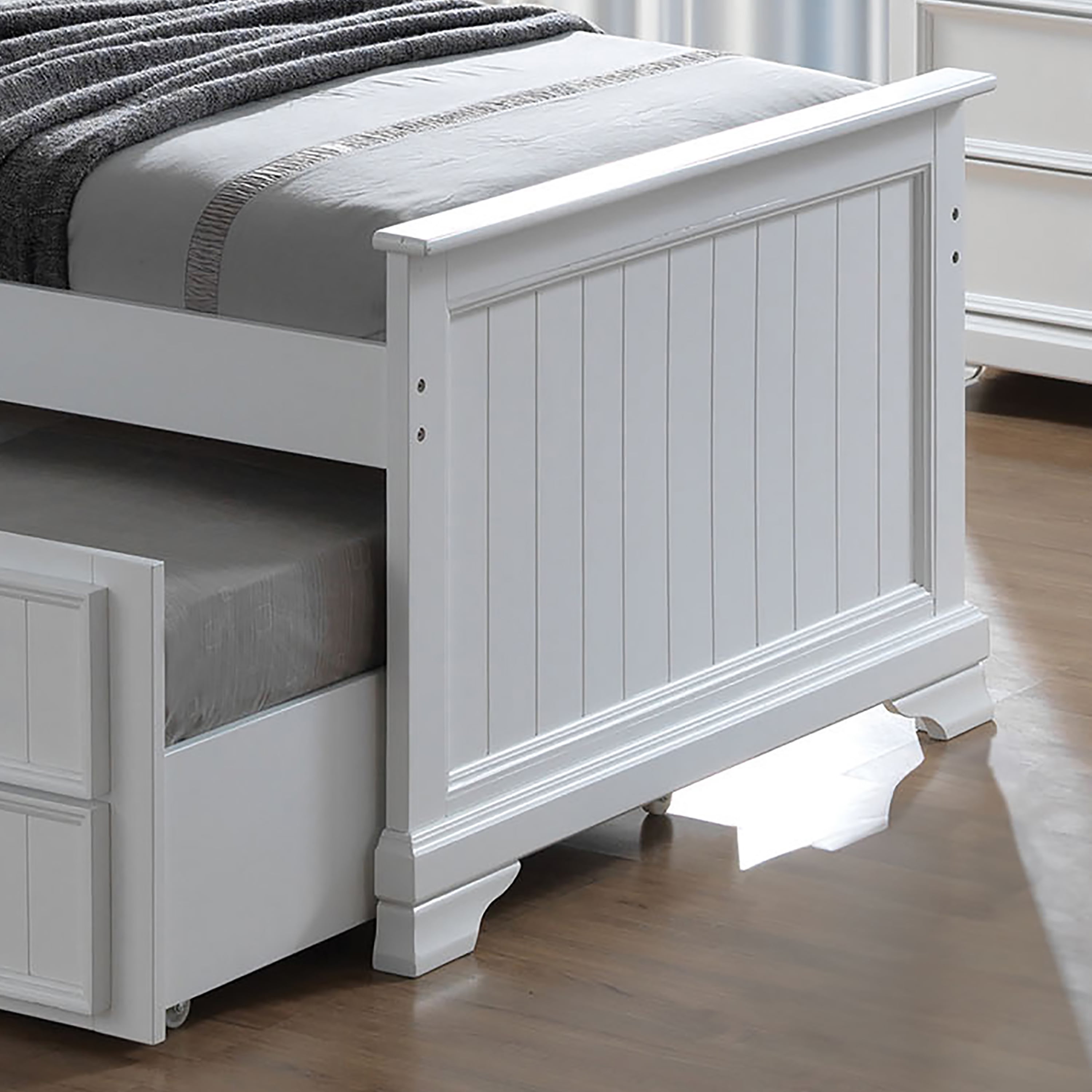 Furniture of America Livia Kids Solid Wood Twin Captain Bed, White