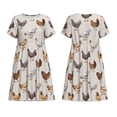 thumbnail image 3 of Bixox Robe d'Été à Manches Courtes pour Femmes Robe Ample Longueur Genou avec Poches-Divers Poulets, 3 of 7