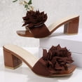 thumbnail image 4 of ZACPNCV Women's Square Toe Block Heel Mules Open Toe Floral Applique Casual Dressy Sandals Spring Summer, 4 of 9