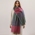 thumbnail image 3 of Poncho grueso clásico para mujer, bufanda de cachemira con estampado a cuadros de lujo, manta cálida, pashminas con borlas, bufanda 2023, 3 of 5