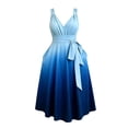 thumbnail image 5 of VBVC Women's Ombre V Neck Tie Waist Midi Dress , Sleeveless A Line Dress For Women , Ladies' Summer Casual Party Dress with Pockets,Blue,S-5XL, 5 of 9