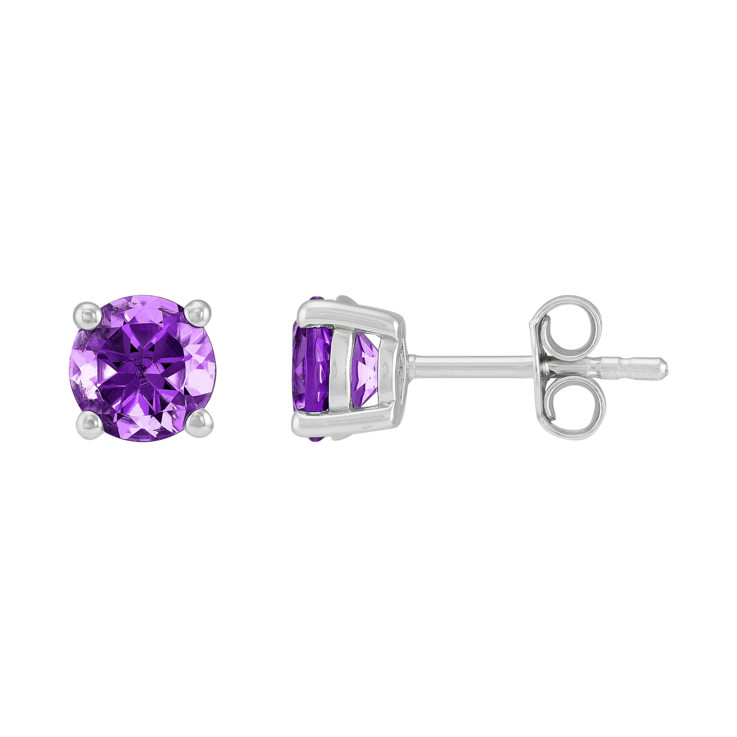 Brilliance Fine Jewelry Oval Simulated Amethyst Pendant and Round Stud Earrings Set in Sterling Silver