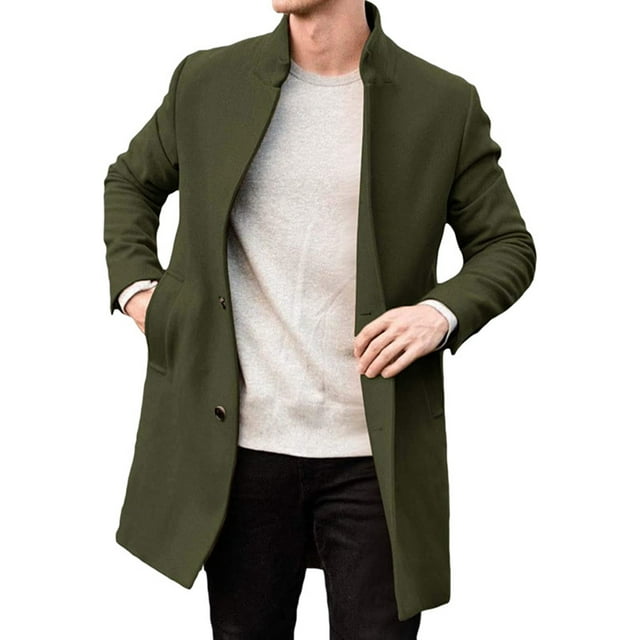 LOVZFMLL Manteau Trench pour Homme à Boutons, à Col, Long, Décontracté, Ample, à Manches Longues, Manteau d'Automne et d'Hiver, Pardessus, Vêtement d'Extérieur avec Poches