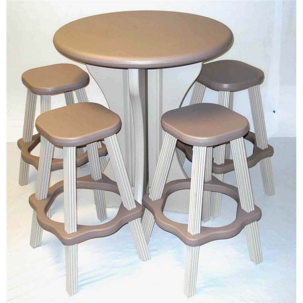 5 Pc Outdoor Bistro Set in White and Taupe Plastic