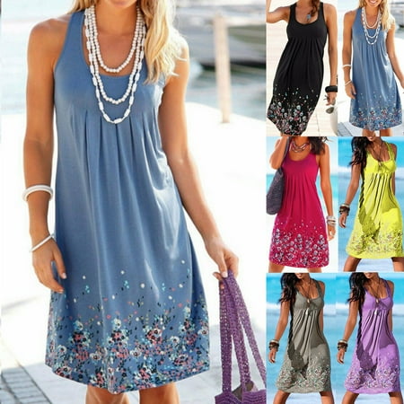 walmart sundress midi boho cocktail evening short summer beach dress focusnorm