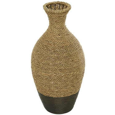 DecMode 21" Handmade Tall Woven Floor Brown Seagrass Vase