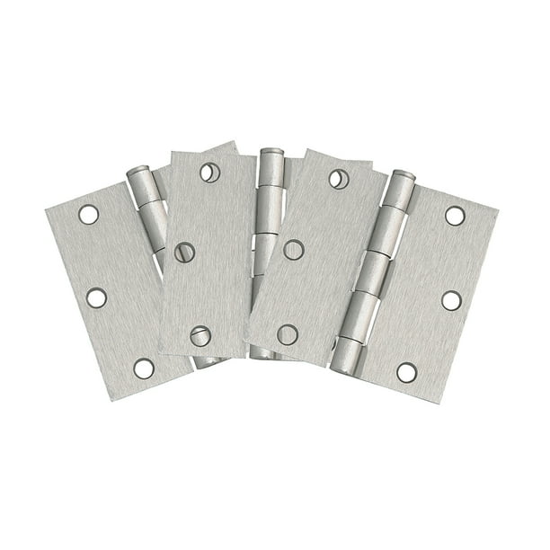 Design House 31/2 in. Square Corner Satin Nickel Door Hinge Value Pack