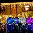 thumbnail image 2 of Guirnalda de luces LED navideñas de 5 m con forma de cortina y carámbanos, con caída de 0,4 a 0,6 m, para decoración de aleros, jardines, calles y exteriores, 2 of 5