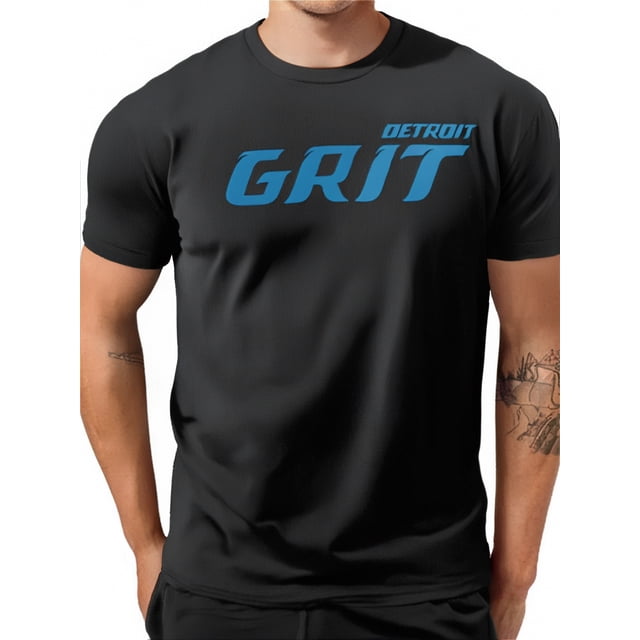 Camiseta Detroit Grit para hombre, ideal para correr, entrenar en el gimnasio, de manga corta, para adultos, hombres, mujeres, adolescentes y jóvenes.