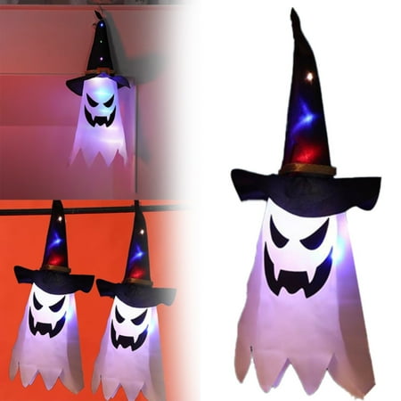 

Clearance Deals!Crcmjuhgsa Party Supplies Halloween Lighted Hanging With Witch Hat Colorful LED Light Outdoor Hanging Light Up Witch Hat Decor For Home Porch Yard Garden Outside Halloween Outdoor In