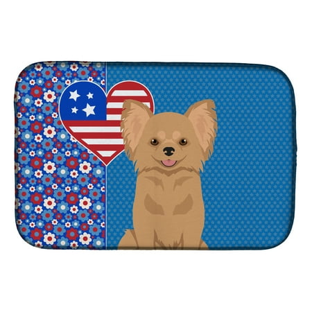 

Longhaired Gold Chihuahua USA American Dish Drying Mat 14 in x 21 in