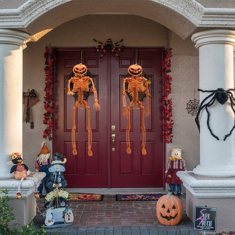 2 Packs Halloween Pumpkin Skeleton Decorations with Posable  display picture 1