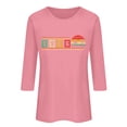 thumbnail image 4 of HOMBOM T-Shirts for Women Summer Graphic Tees 3/4 Sleeve Retro 1996 Print Graphic Crew Neck Pink Womens Tops, 4 of 4