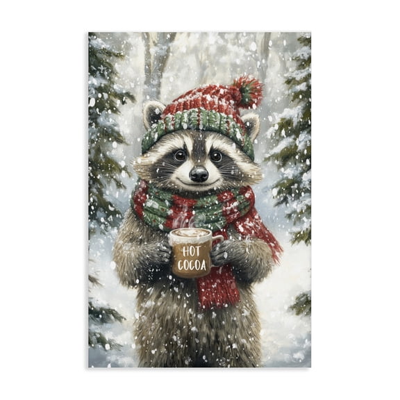 Stupell Industries Merry Cocoa Raccoon Canvas Wall Art, design by Tina LeCour