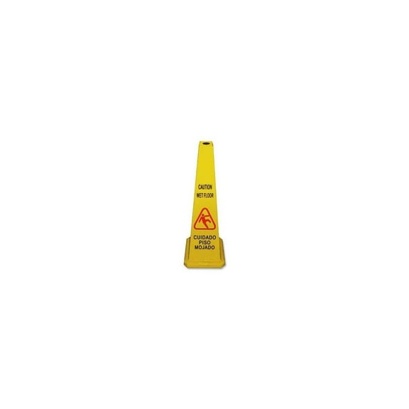 Genuine Joe Caution Safety Cone 4-Sided 10"x10"x24" Yellow 58880