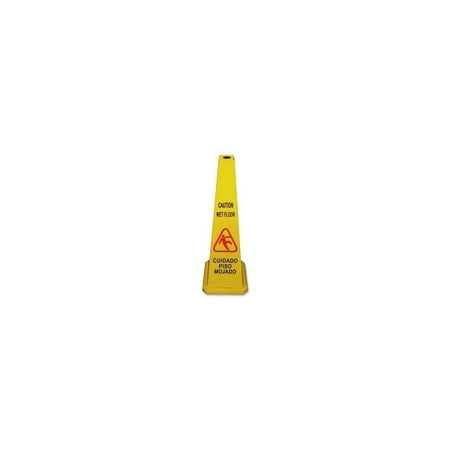 Genuine Joe Caution Safety Cone 4-Sided 10"x10"x24" Yellow 58880