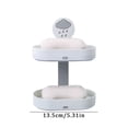 thumbnail image 3 of Huayishang Bathroom Shelf Double Layer Soap Rack Bathroom Drain Soap Box Suction Cup Soap Rack Wall Mounted Storage Rack Light Blue, Kitchen Essentials Clearance Sale Light Blue, 3 of 3