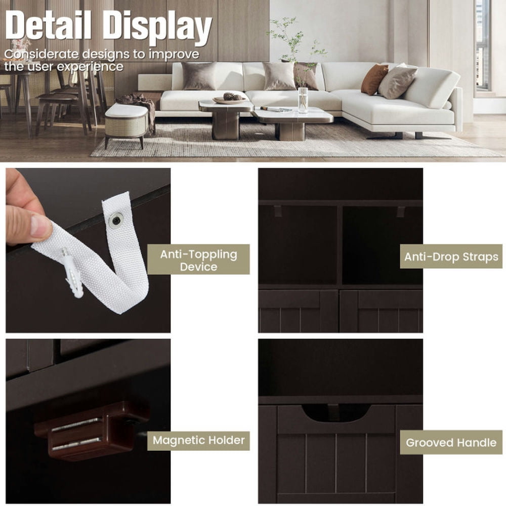 Finihen Bathroom Storage Cabinet, Bathroom Floor Cabinet, Bathroom Wooden Side Cabinet with 2 Drawers and 2 Doors, for Bathroom, Living Room, Bedroom, Kitchen, Dark Brown Finihen Bathroom Storage Cabinet, Bathroom Floor Cabinet, Bathroom Wooden Side Cabinet with 2 Drawers and 2 Doors, for Bathroom, Living Room, Bedroom, Kitchen, Dark Brown