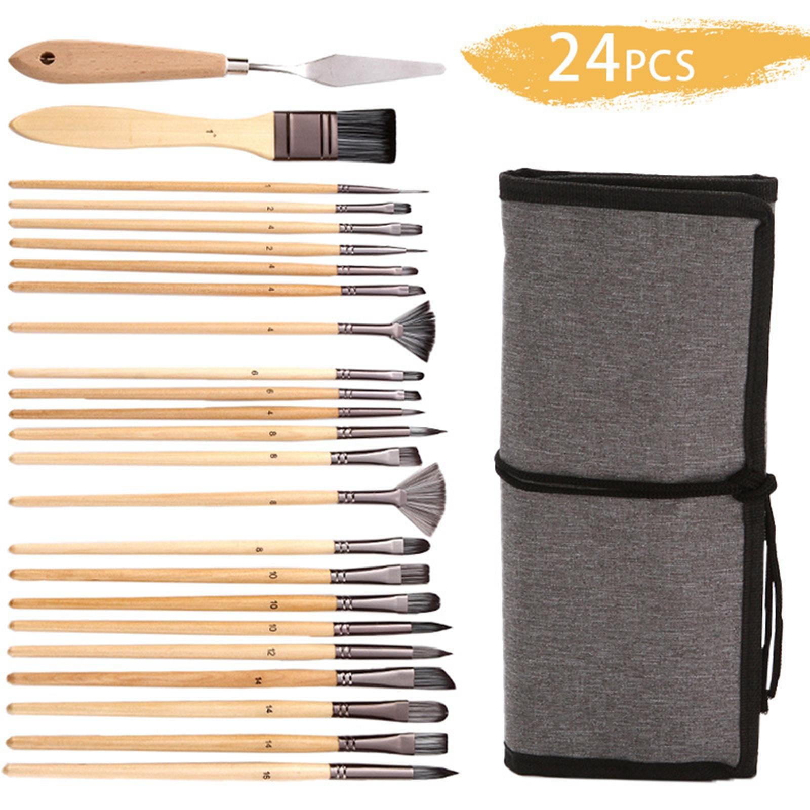 Artist Paint Brush Set of 24, Painting Brushes , Adults for Canvas, & Fabric, Great for Water, Oil or Acrylic Painting