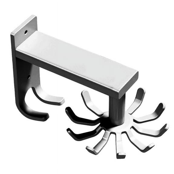 Kitchen Utensils Holder Practical Rotary Tool Hook Holder Wall Mounted Cooking Utensil Rack Rotatabl Grey Space aluminum