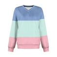 thumbnail image 3 of Womens Fleece Fall Clothes, Long Sleeve Pullover for Women Plus Size Fashion Loose Fit Color Patchwork V Neck Sweatshirts, 3 of 5