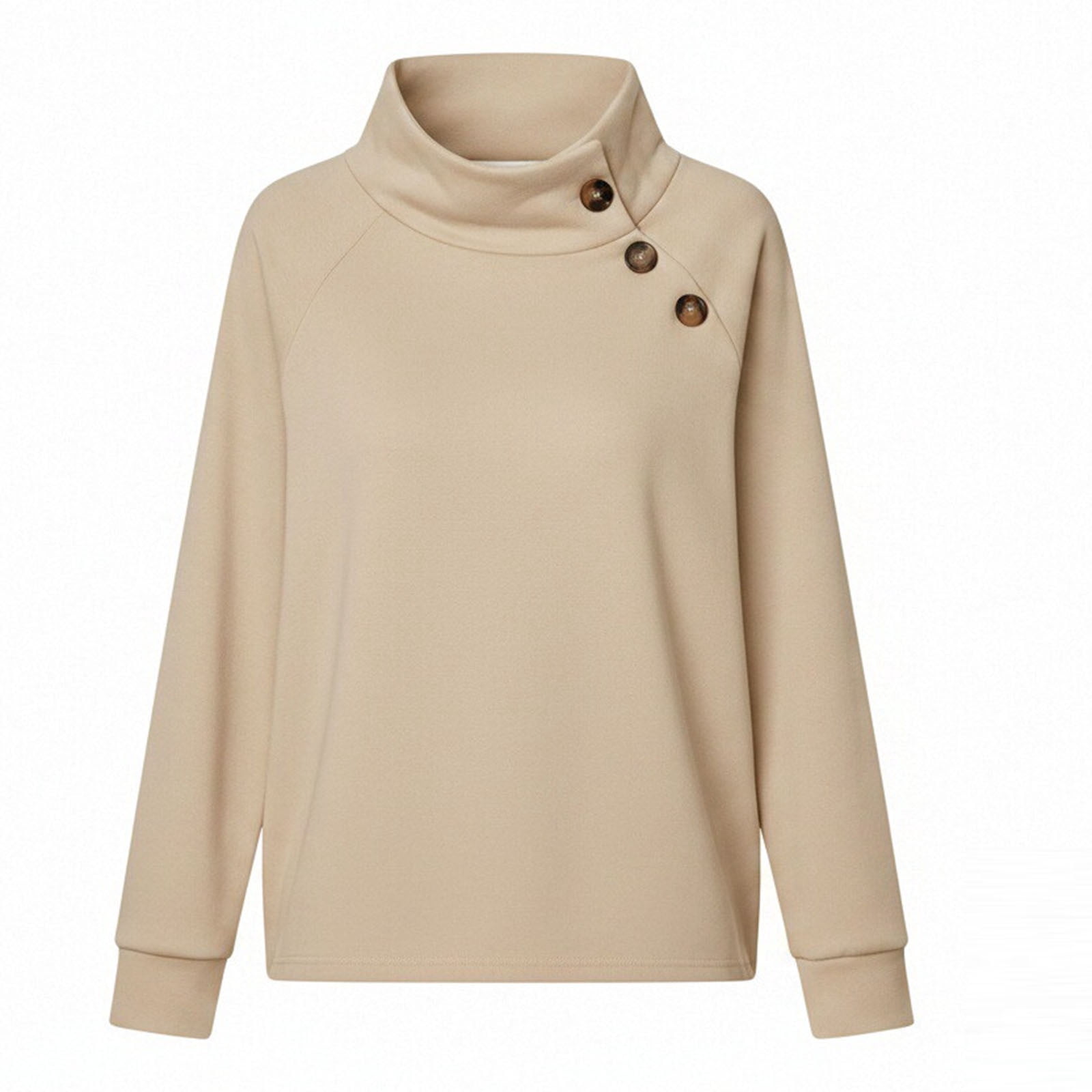 Kinrui Womens Mock Neck Sweatshirts Collared Button Placket Pullover Tops Lounge Wear L