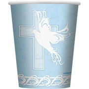 9oz Paper Blue Dove Cross Religious Cups, 8ct