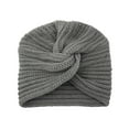 thumbnail image 3 of KLOY2K Women's Bohemian Turban Hat, Knit Slouchy Beanie for Cancer Patients, Soft Stretch Grey Universal Fit, 3 of 6