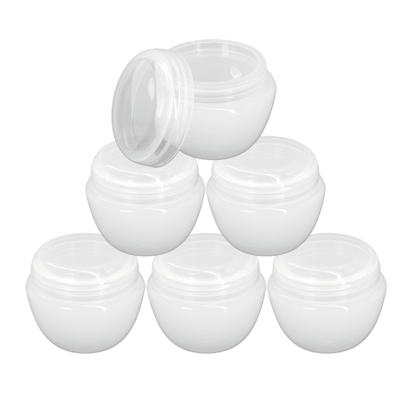 Beauticom 6 Jars 50G/50ML Round Frosted Container Jars with Inner Liner and Lid - White