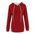 thumbnail image 5 of Uootdi Hoodies for Women Casual Long Sleeve Shirts for Women Button Collar Hoodies Drawstring Hooded Pullover Sweatshirt Gift, 5 of 5