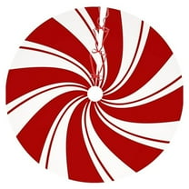 geerera 47 Inch Christmas Tree Skirt, Red Swirl Tree Skirt, Candy Cane Red and White Ornaments, Holiday Floor Mat, for Living Room, Christmas Party and Home Decor