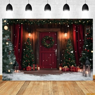 Merry Christmas Backdrop Banner - Large Tree Gifts Photo Booth Sign Background Fabric - Xmas Fireplace Theme Hanging Banner For Indoor Outdoor New Year Party Decorations Supplies