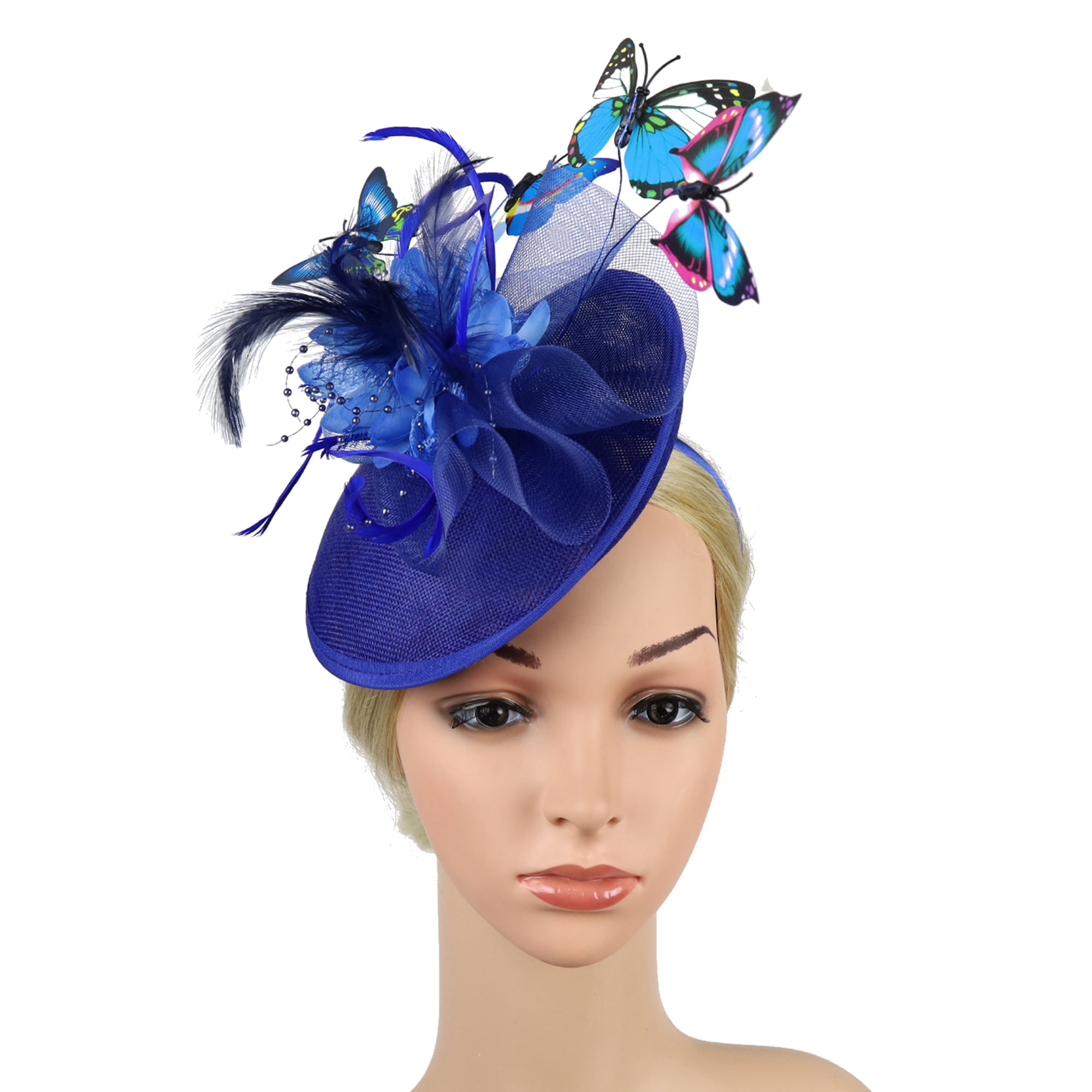 Fascinator Hats for Women Cocktail Feather Mesh Net Veil Party Kentucky Derby 