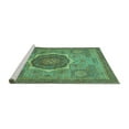 thumbnail image 2 of Ahgly Company Machine Washable Indoor Square Oriental Turquoise Blue Modern Area Rugs, 7' Square, 2 of 4