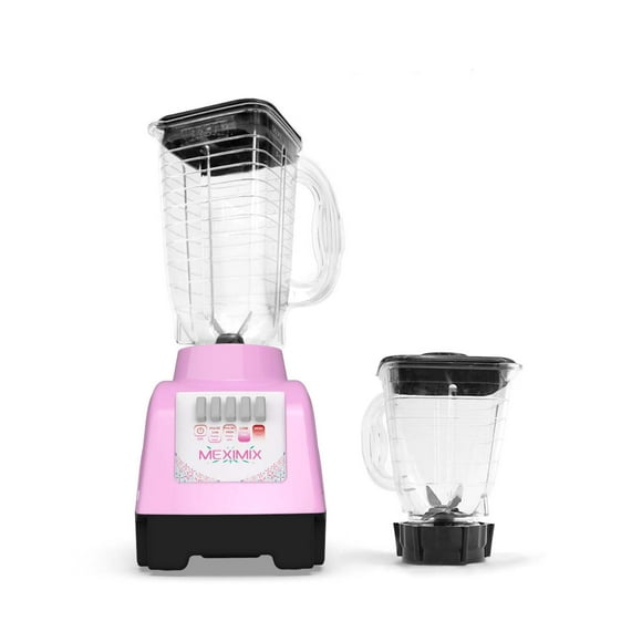 Licuadora MexiMix 400 Watts vaso plastico 1.2 litros y vaso procesador 750 ml Rosa