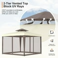 thumbnail image 4 of 10'x10'  Patio Gazebo Tent Outdoor Canopy Shelter w/ Mosquito Netting & 2-Tiered Vented Top  for Garden, Backyard Deck And Lawns, 4 of 9