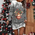 thumbnail image 2 of Wyzesi Longues Robes pour Femmes Élégantes Robe Chandail de Noël Imprimée pour Femmes Col Rond Manches Longues Ample Sans Capuche Robe Décontractée Robes à Manches Longues pour Femmes Décontractées, 2 of 5