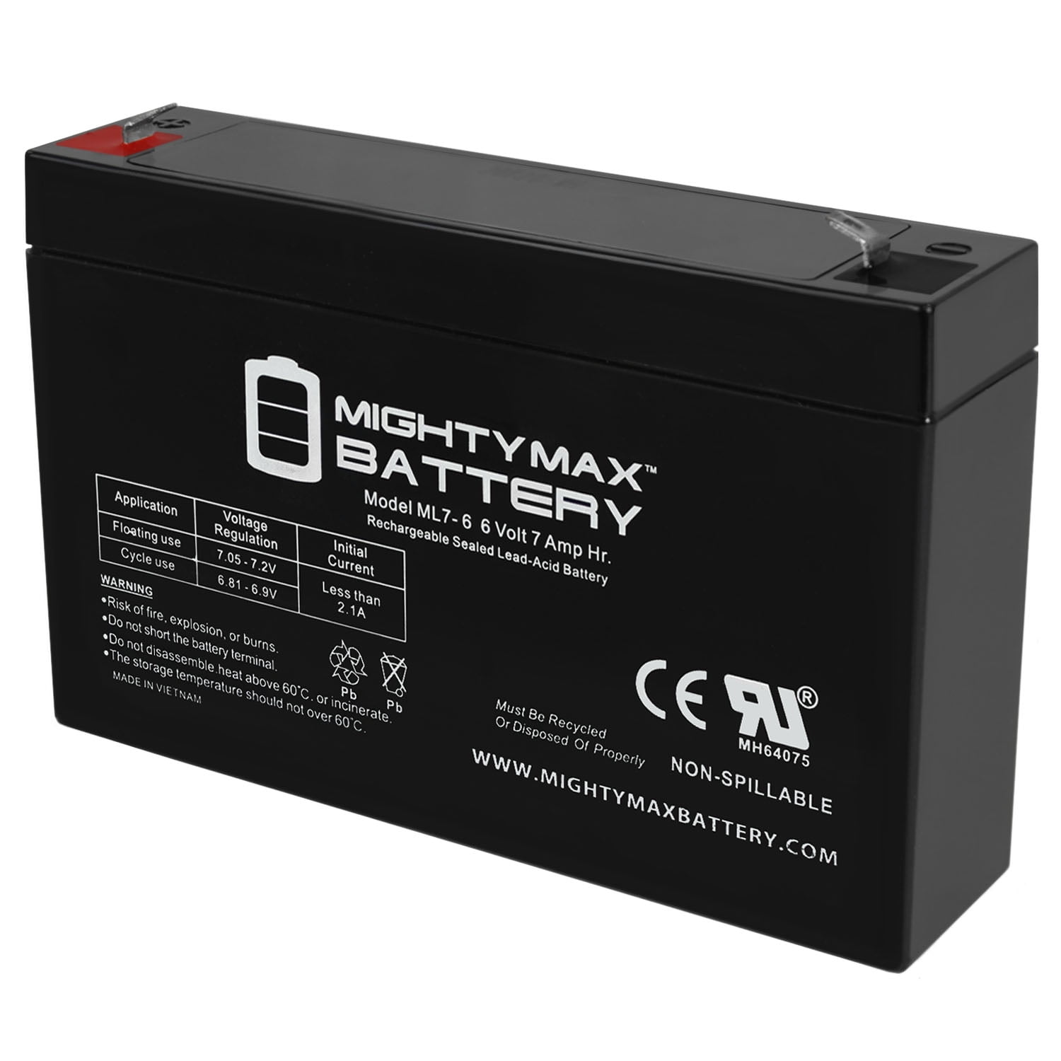 MHB Lead Acid Sealed Rechargeable SLA Battery 6v 7Ah Emergency Lighting 