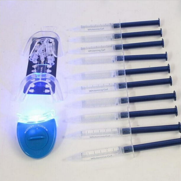 Teeth Whitening Kit 10pack LED Light Tooth Whitener with Mouth Trays