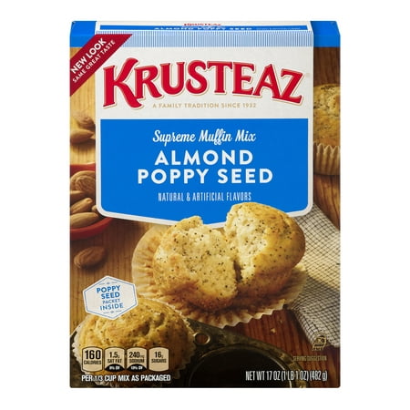 (3 Pack) Krusteaz Almond Poppy Seed Supreme Muffin Mix, 17-Ounce