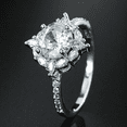 thumbnail image 2 of HeartsAndYou 3ct Round Cut Moissanite Engagement Ring for Women 18k White Gold over Silver Halo Trendy Design, 2 of 8