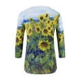 thumbnail image 4 of Blouses pour Femmes Mode Été Imprimé Manches Mi-Longues Col Rond Tee Décontracté Hauts et Blouses pour Femmes en Solde, 4 of 5