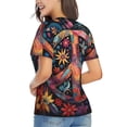 thumbnail image 3 of Women's V Neck T Shirts Casual Short Sleeve Tops Blouse, Peace Sign Hippy Art, 3 of 6