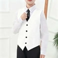 thumbnail image 2 of Boy's Formal Suit Vest Solid Dress Waistcoat Vest with Pockets for Wedding Pageant and Performance Elegant Sleeveless with Adjustable Back, Size 3-17 Years,Color:White,16-17 Years, 2 of 7