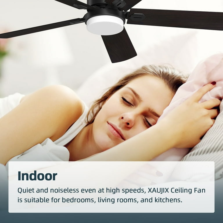 XAUJIX 52 inch Black Ceiling Fans with Lights, Remote, 6