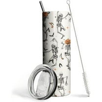 20 oz Halloween Skull Tumbler Insulated Stainless Tumbler,Halloween Goth Ghost Travel Coffee Cup Water Botter, Witch Goth Decor Halloween Gifts For Women