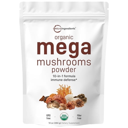 Micro Ingredients Organic Mega 10 Mushroom Complex Powder  10 Ounce (284 Servings)