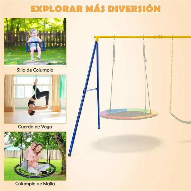 Estructura De Columpio Doble De Metal Con Recubrimiento En Polvo – Marco Universal Para Nido, Hamaca O Columpio Infantil, Resistente A La Intemperie Y Capacidad De 200 Kg (270x172x200 Cm)